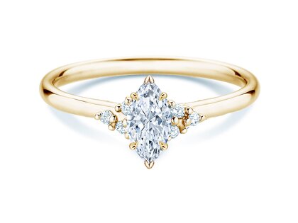 Anello di Fidanzamento Blossom Marquise in 14K oro giallo con diamanti naturali 0,22ct G/SI