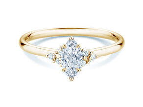 Anello di Fidanzamento Blossom Marquise in 14K oro giallo con diamanti naturali 0,22ct G/SI