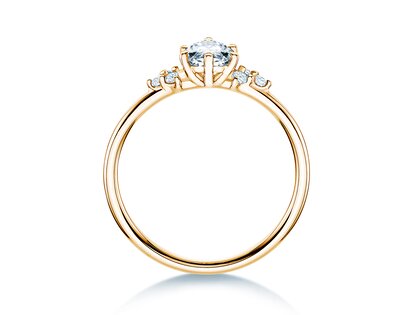 Anello di Fidanzamento Blossom Marquise in 14K oro giallo con diamanti naturali 0,22ct G/SI
