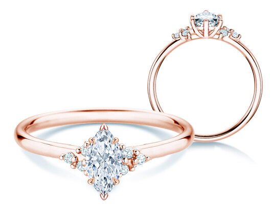 Anello di Fidanzamento Blossom Marquise in 9K oro rosa con diamanti naturali 0,58ct