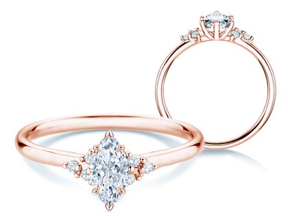 Anello di Fidanzamento Blossom Marquise in 9K oro rosa con diamanti naturali 0,29ct G/SI