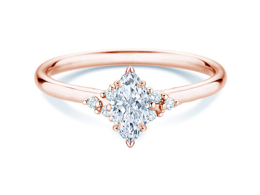 Anello di Fidanzamento Blossom Marquise in 9K oro rosa con diamanti naturali 0,58ct