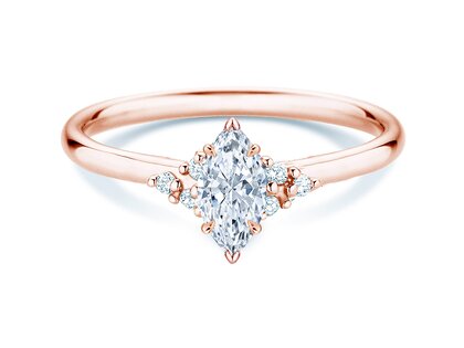 Anello di Fidanzamento Blossom Marquise in 9K oro rosa con diamanti naturali 0,29ct G/SI