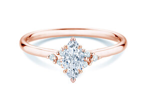 Anello di Fidanzamento Blossom Marquise in 9K oro rosa con diamanti naturali 0,29ct G/SI