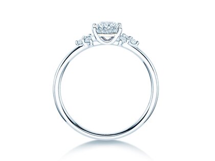 Anello di Fidanzamento Blossom Oval in 9K oro bianco con diamanti naturali 0,29ct G/SI
