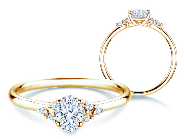 Anello di Fidanzamento Blossom Oval in oro giallo