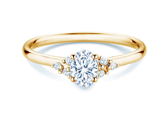 Anello di Fidanzamento Blossom Oval in 9K oro giallo con diamanti naturali 0,58ct
