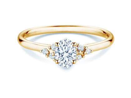 Anello di Fidanzamento Blossom Oval in 9K oro giallo con diamanti naturali 0,29ct G/SI