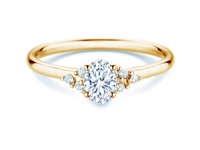 Anello di Fidanzamento Blossom Oval in 9K oro giallo con diamanti naturali 0,29ct G/SI