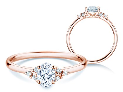 Anello di Fidanzamento Blossom Oval in 9K oro rosa con diamanti naturali 0,29ct G/SI