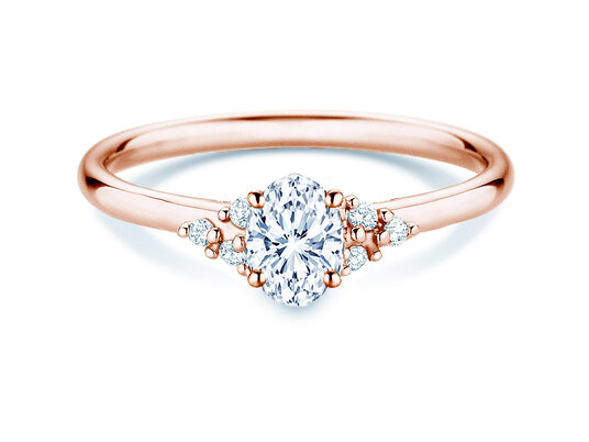 Anello di Fidanzamento Blossom Oval in 9K oro rosa con diamanti naturali 0,58ct