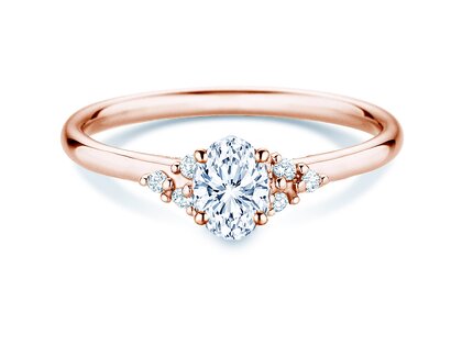 Anello di Fidanzamento Blossom Oval in 9K oro rosa con diamanti naturali 0,29ct G/SI