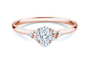 Anello di Fidanzamento Blossom Oval in 9K oro rosa con diamanti naturali 0,29ct G/SI