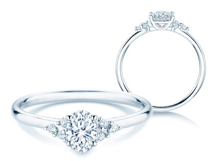 Anello di Fidanzamento Blossom Oval in 9K oro bianco con diamanti naturali 0,29ct G/SI