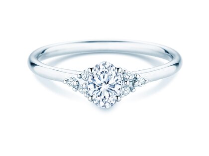 Anello di Fidanzamento Blossom Oval in 9K oro bianco con diamanti naturali 0,29ct G/SI
