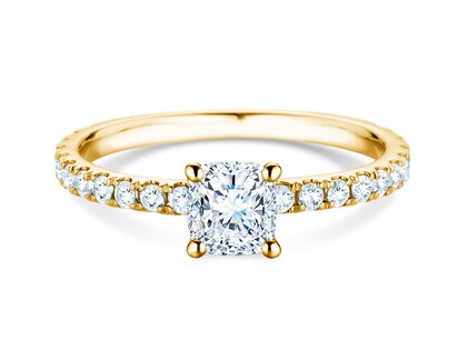 Anello di Fidanzamento Classic 4 Cushion Pavé in 14K oro giallo con diamanti naturali 0,33ct G/SI