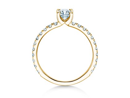 Anello di Fidanzamento Classic 4 Cushion Pavé in 14K oro giallo con diamanti naturali 0,33ct G/SI