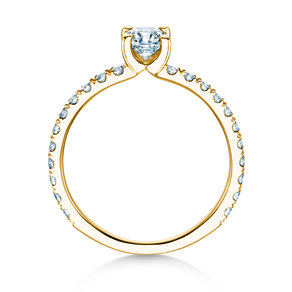 Anello di Fidanzamento Classic 4 Cushion Pavé in 14K oro giallo con diamanti naturali 0,33ct G/SI