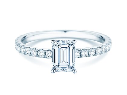 Anello di Fidanzamento Classic 4 Emerald Pavé