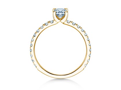 Anello di Fidanzamento Classic 4 Emerald Pavé in 14K oro giallo con diamanti naturali 0,33ct G/VS