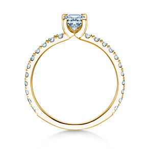Anello di Fidanzamento Classic 4 Emerald Pavé in 14K oro giallo con diamanti naturali 0,33ct G/VS