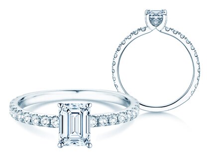 Anello di Fidanzamento Classic 4 Emerald Pavé