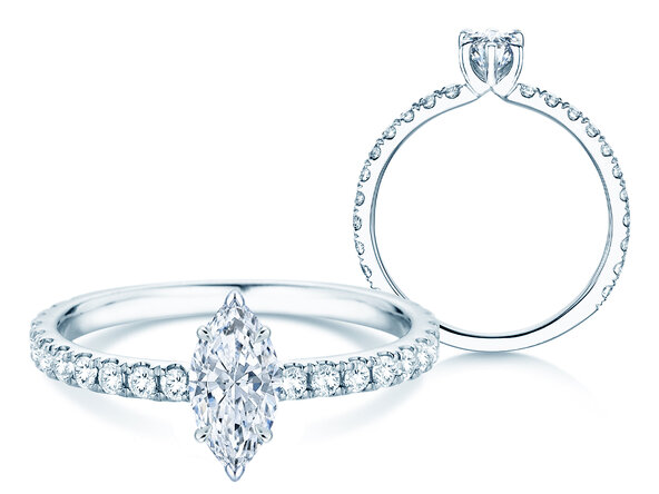 Anello di Fidanzamento Classic 4 Marquise Pavé