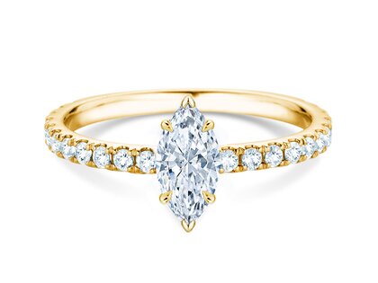 Anello di Fidanzamento Classic 4 Marquise Pavé in 14K oro giallo con diamanti naturali 0,33ct G/SI
