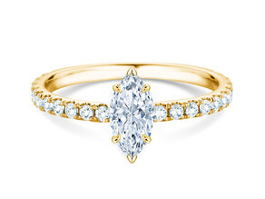 Anello di Fidanzamento Classic 4 Marquise Pavé in 14K oro giallo con diamanti naturali 0,33ct G/SI