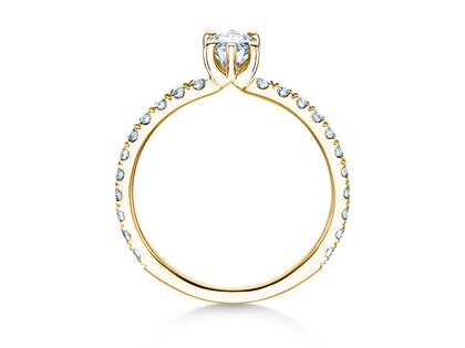 Anello di Fidanzamento Classic 4 Marquise Pavé in 14K oro giallo con diamanti naturali 0,33ct G/SI