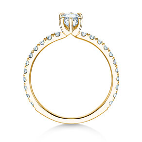 Anello di Fidanzamento Classic 4 Marquise Pavé in 14K oro giallo con diamanti naturali 0,33ct G/SI