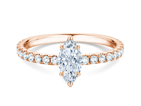 Anello di Fidanzamento Classic 4 Marquise Pavé in 9K oro rosa con diamanti naturali 0,87ct