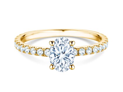 Anello di Fidanzamento Classic 4 Oval Pavé in 9K oro giallo con diamanti naturali 0,87ct G/SI