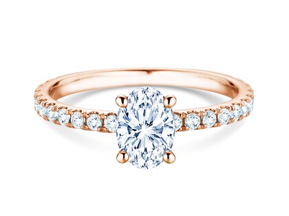 Anello di Fidanzamento Classic 4 Oval Pavé in oro rosa