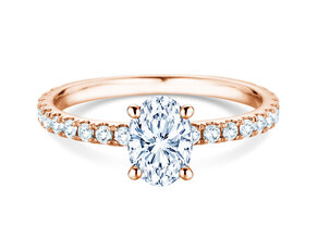 Anello di Fidanzamento Classic 4 Oval Pavé in oro rosa