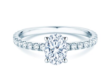 Anello di Fidanzamento Classic 4 Oval Pavé in 9K oro bianco con diamanti naturali 0,87ct
