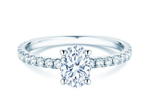 Anello di Fidanzamento Classic 4 Oval Pavé in 9K oro bianco con diamanti naturali 0,87ct