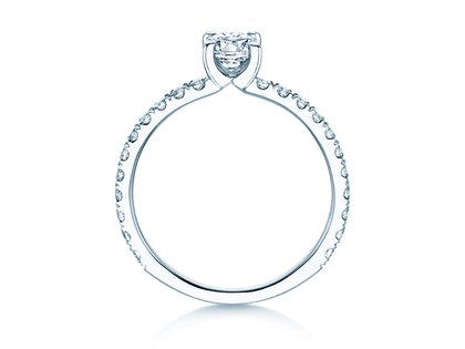 Anello di Fidanzamento Classic 4 Oval Pavé in 9K oro bianco con diamanti naturali 0,87ct