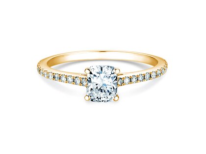 Anello di Fidanzamento Cushion Pavé in 9K oro giallo con diamanti 1,22ct G/SI