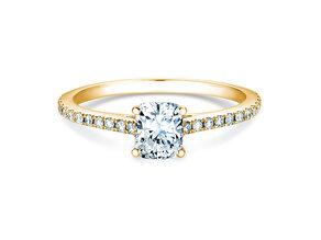 Anello di Fidanzamento Cushion Pavé in 9K oro giallo con diamanti 1,22ct G/SI