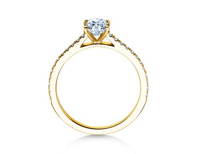 Anello di Fidanzamento Cushion Pavé in 9K oro giallo con diamanti 1,22ct G/SI