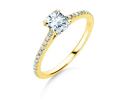 Anello di Fidanzamento Cushion Pavé in 9K oro giallo con diamanti 1,22ct G/SI
