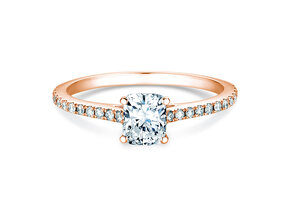 Anello di Fidanzamento Cushion Pavé in 9K oro rosa con diamanti 0,77ct G/SI