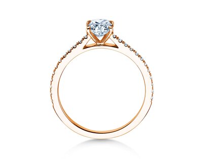 Anello di Fidanzamento Cushion Pavé in 9K oro rosa con diamanti 0,77ct G/SI