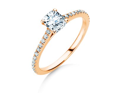Anello di Fidanzamento Cushion Pavé in 9K oro rosa con diamanti 0,77ct G/SI
