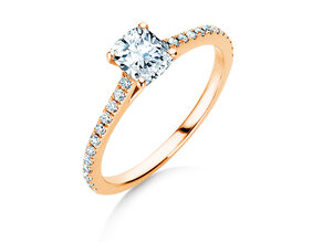 Anello di Fidanzamento Cushion Pavé in 9K oro rosa con diamanti 0,77ct G/SI