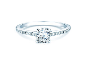 Anello di Fidanzamento Cushion Pavé in 14K oro bianco con diamanti 1,22ct G/SI