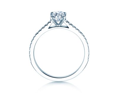 Anello di Fidanzamento Cushion Pavé in 14K oro bianco con diamanti 1,22ct G/SI