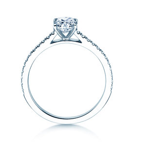Anello di Fidanzamento Cushion Pavé in 14K oro bianco con diamanti 1,22ct G/SI