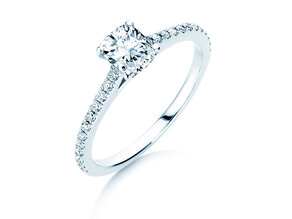 Anello di Fidanzamento Cushion Pavé in 14K oro bianco con diamanti 1,22ct G/SI